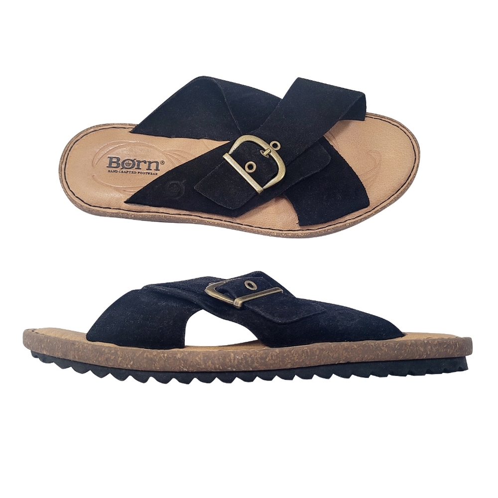 Born Black Suede Sandals Size 8